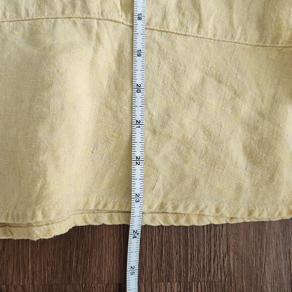 FLAX Linen Oversized Top M Yellow Beach Minimalist Cottage Coastal Grandma - Picture 6 of 6
